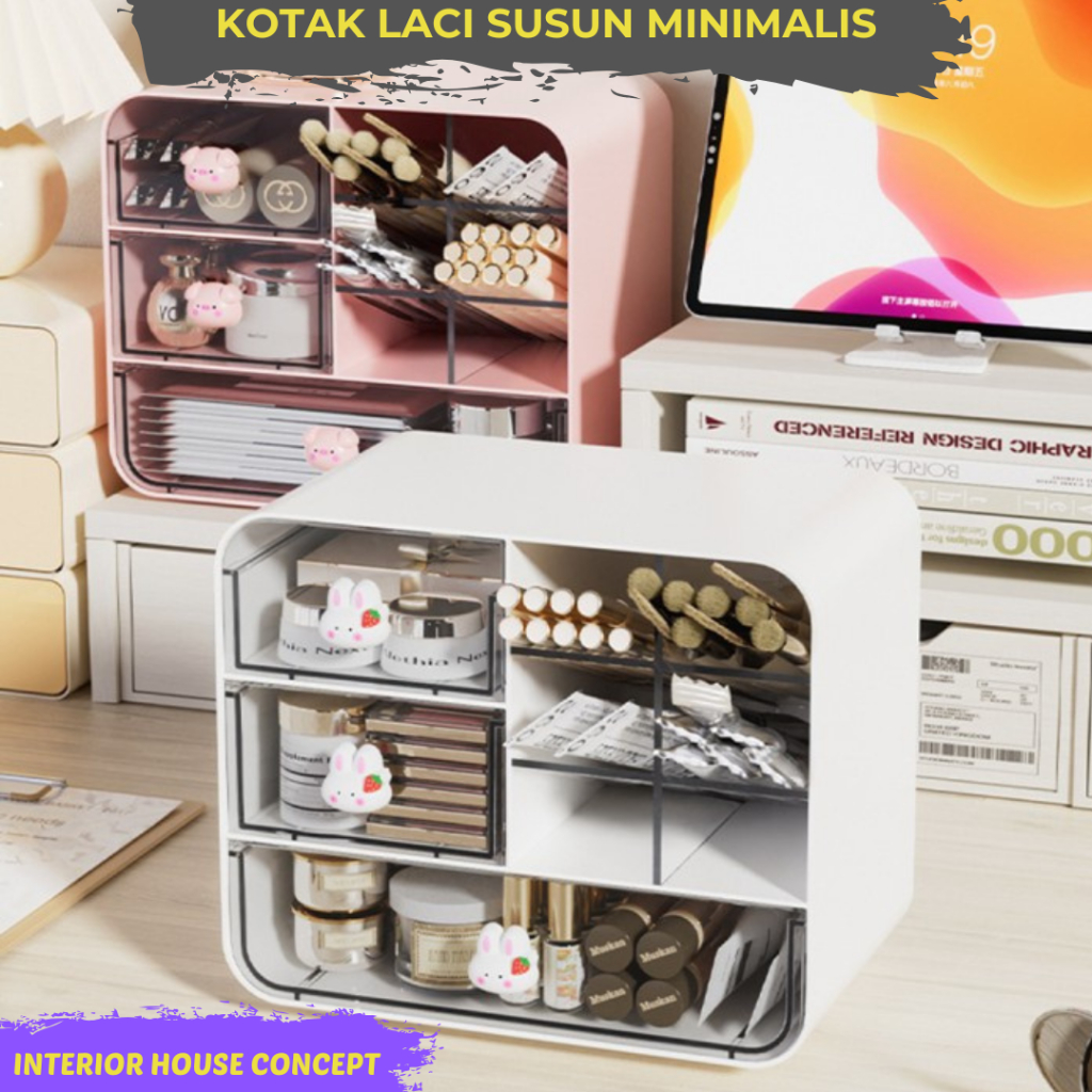 Kotak Laci Mini / Dekstop Organizer Serbaguna / Tempat Penyimpanan Susun / Rak Laci Plastik / Storag