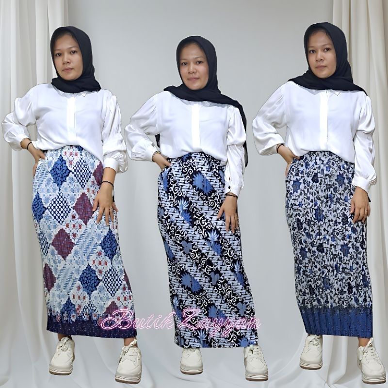 (RealPict) Rok Plisket Batik Jumbo M - XXL / Rok Plisket Murah / Rok Plsiket Pesta / Rok Plisket Mot