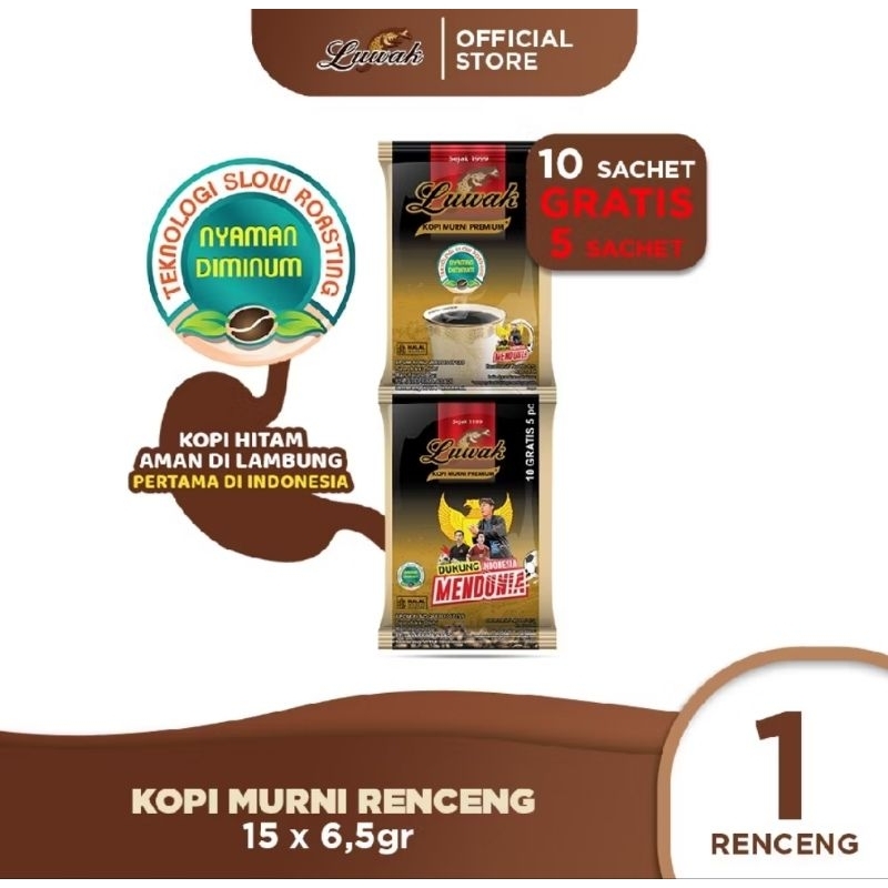 

Kopi luwak Murni Renceng 15x6.5gr