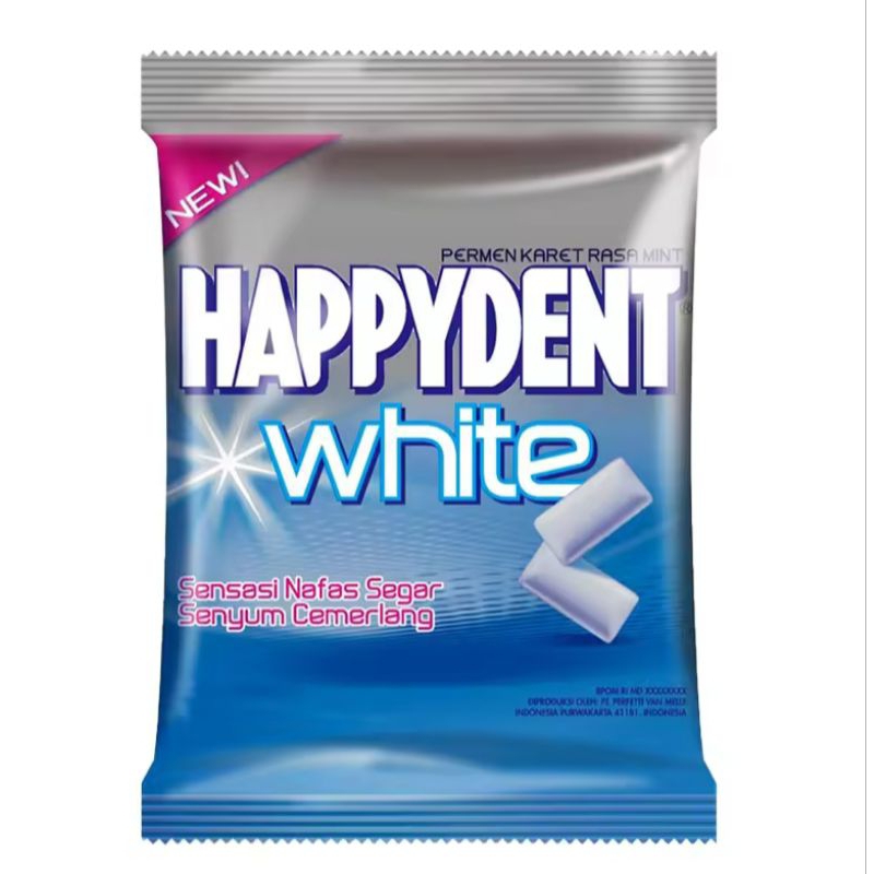 

HAPPYDENT WHITE Permen karet mint bebas gula 1 bag isi 50 pcs