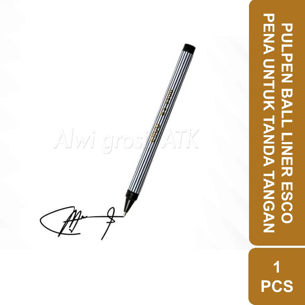 

Pulpen Ball Liner Esco 1.0mm List Hitam Putih Pena Untuk Tanda Tangan | 1 Pcs