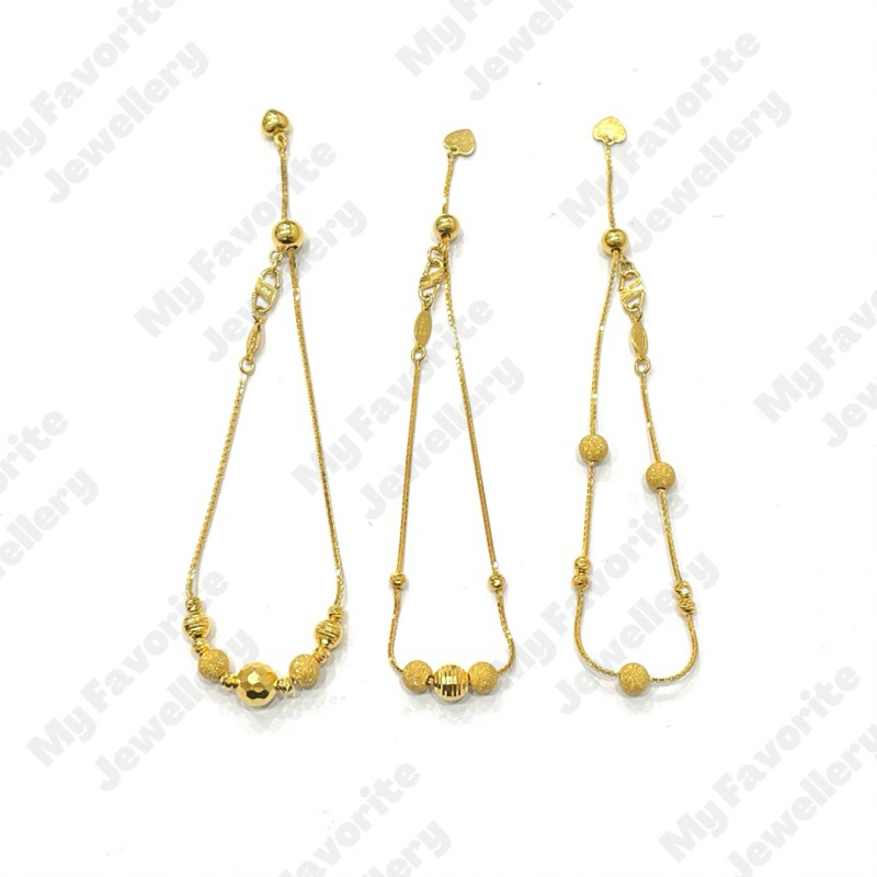 Gelang Serut Bola Variasi Emas Asli Kadar 875 20K