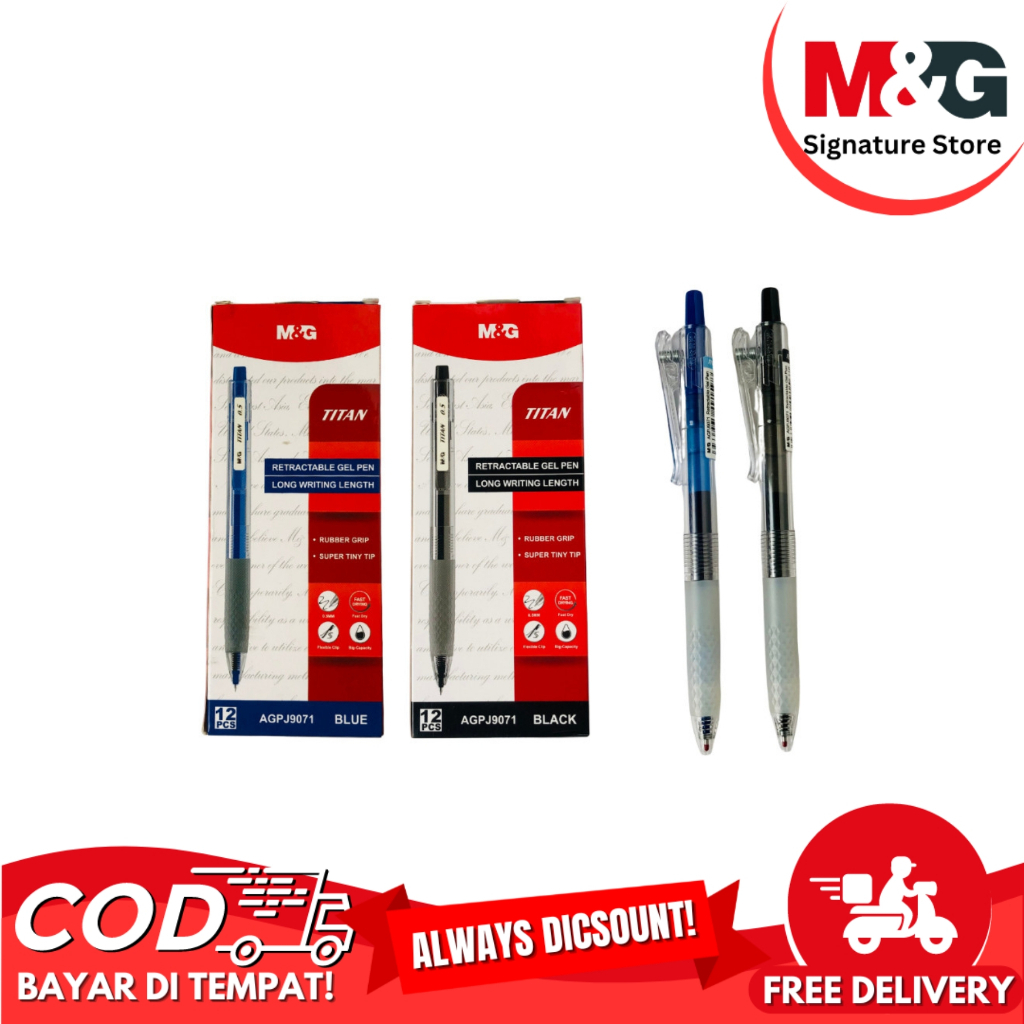 

Pena Gel Pulpen Gel M&G Titan Retractable Gel Pen Tip 0.5mm #AGPJ9071 Pena Fast Drying Gel - SATUAN
