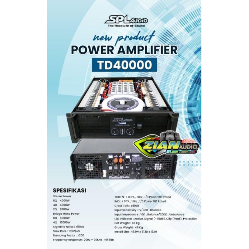POWER AMPLIFIER SPL AUDIO TD 40000 Original 2X4000watt class TD(Bonus Kaos)