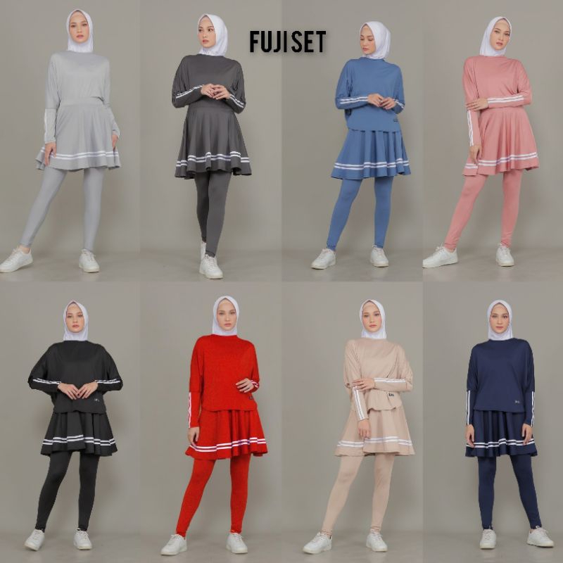 Setelan Baju Olahraga Wanita Muslim Kekinian Sport Badminton Senam Jogging