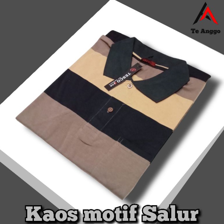 Big Sale Kaos Kerah Salur Pria Dewasa Motif Garis Garis Lengan Pendek Saku Afada Wangki Salur Kaos P