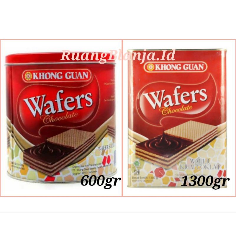 

Khong guan wafers chocolate 1300gr cokelat kaleng 600gr bulat - tin kaleng segi