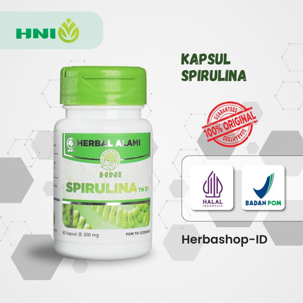 Spirulina HNI HPAI Spirulina kapsul suplemen herbal obat anemia darah tinggi kolesterol