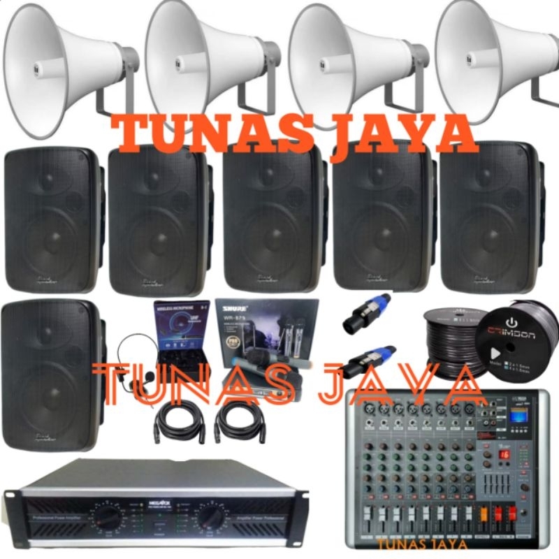 PAKET TOA MASJID DAN MUSHOLAH PAKET MIXER PLUS 10 SPEAKER PLUS POWER MIXER DAN POWER 1000 WATT