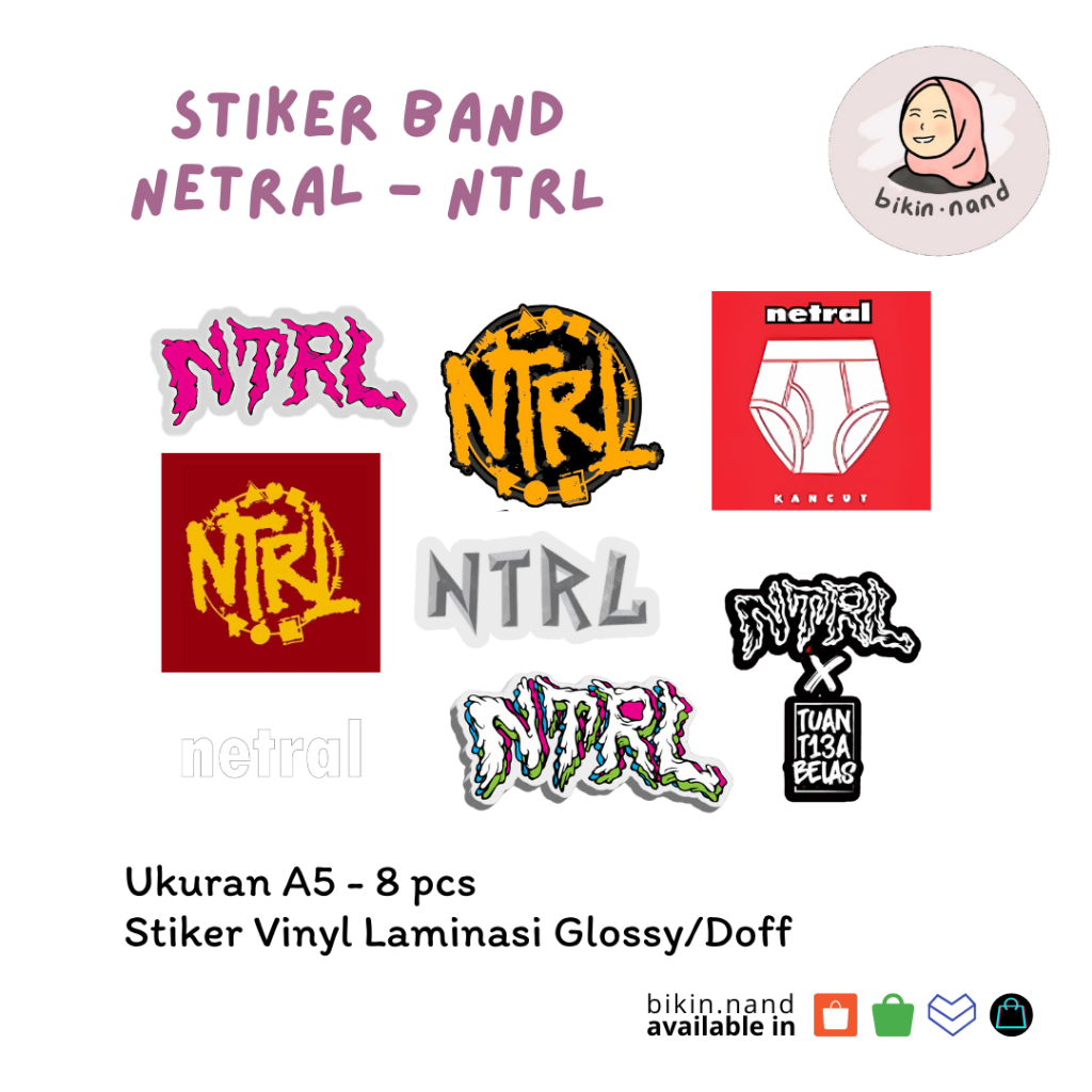 

STICKER PACK BAND NETRAL - NTRL (HIGH QUALITY) 8 pcs