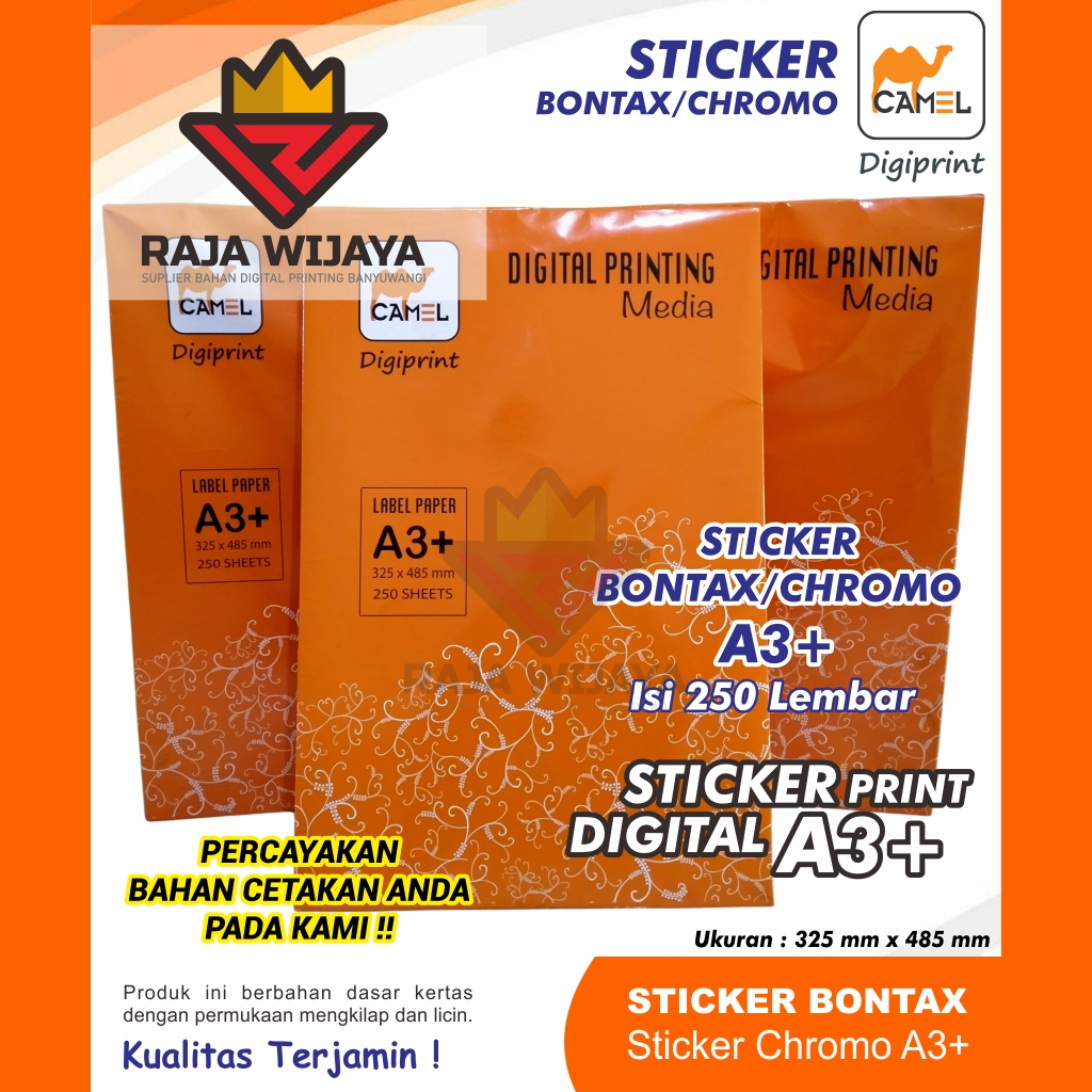 

KERTAS STIKER BONTAX A3+ CAMEL DIGIPRINT - STICKER Chromo / Bontac / Bontak A3+