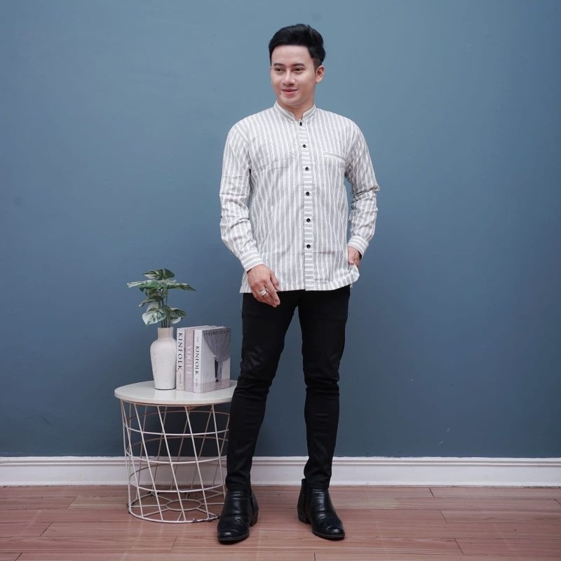 Kemeja Surjan Lurik Bahan Katun Baju Tradisional Modern kemeja panjang pria dewasa