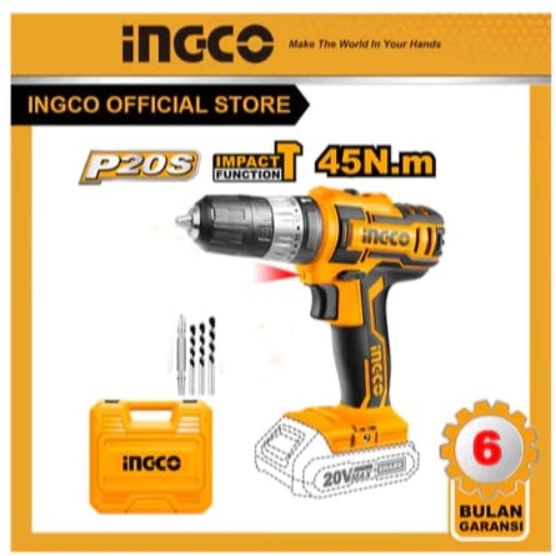 Mesin Bor Impact Ingco Cidli200215 Unit Only Belum Termasuk Baterai Dan Charger