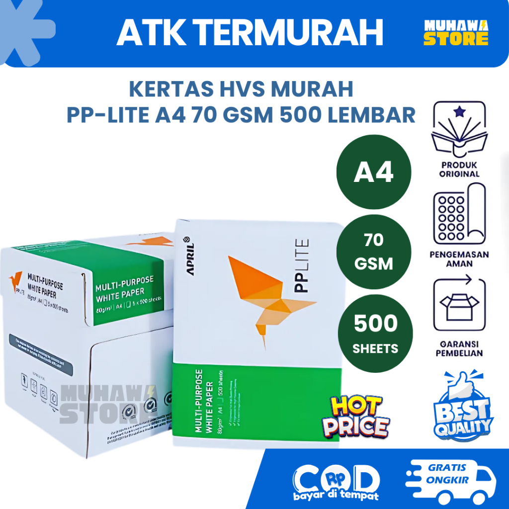 

Kertas HVS Murah PP-LITE A4 70 GSM 500 Lembar PPLite