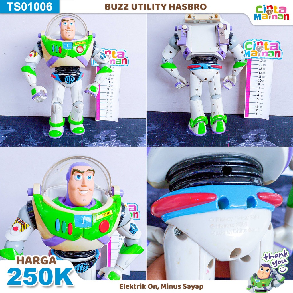 TS01006 - Buzz Utility Hasbro Toy Story Figure Elektrik ON, Minus Sayap, Koleksi Langka