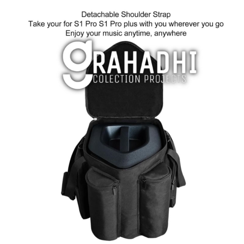 Bise S1 pro Plus Softcase Bag Tas Spiker Bose S1 Pro Tas Slempang  spiker Bose Model jinjing-Hitam