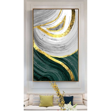 lukisan abstrak modern ,lukisan abstrak green gold