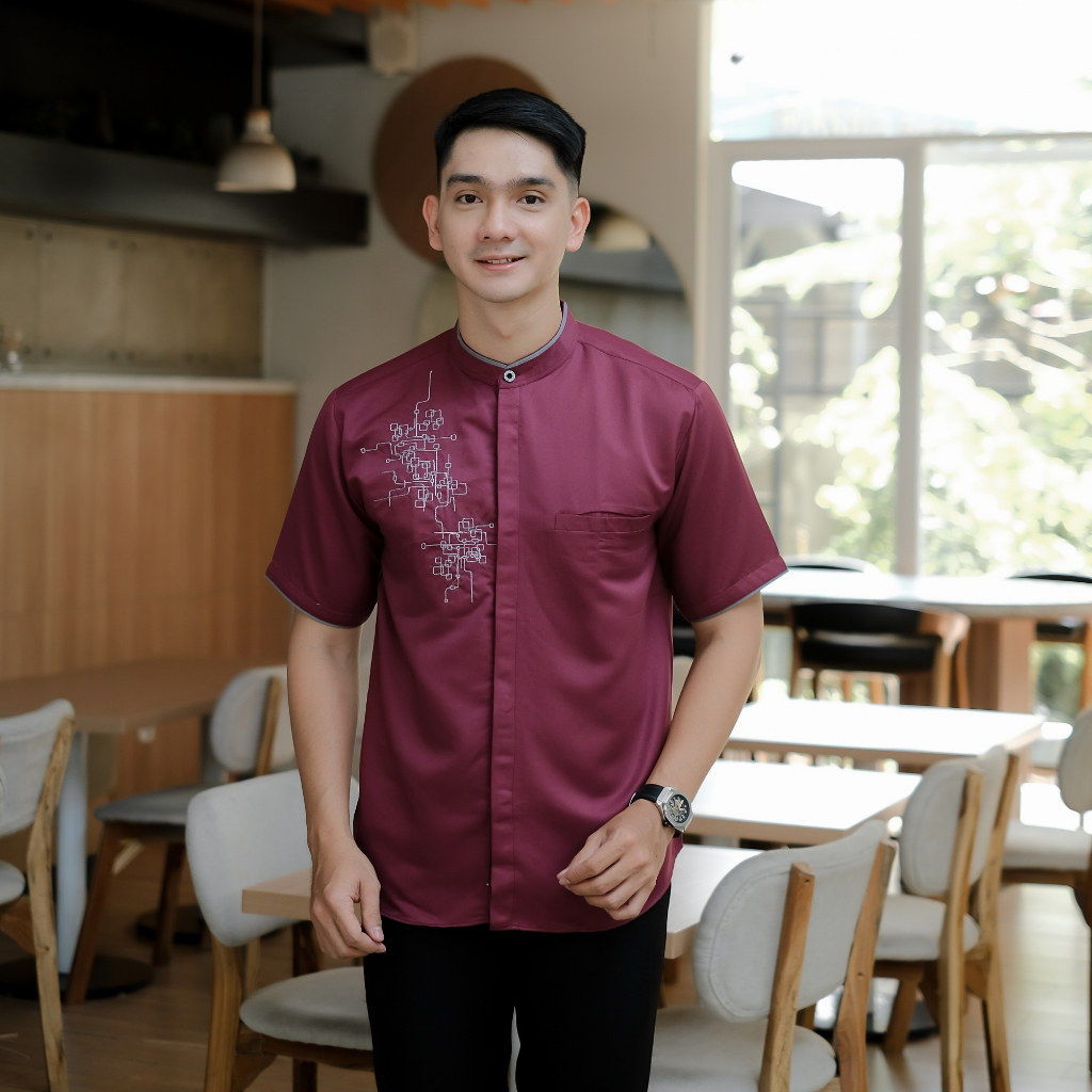 Baju Koko Pria Dewasa Kemeja Lebaran Remaja Cowok Kondangan Muslimin Kemko 2026 Lengan Panjang Pende