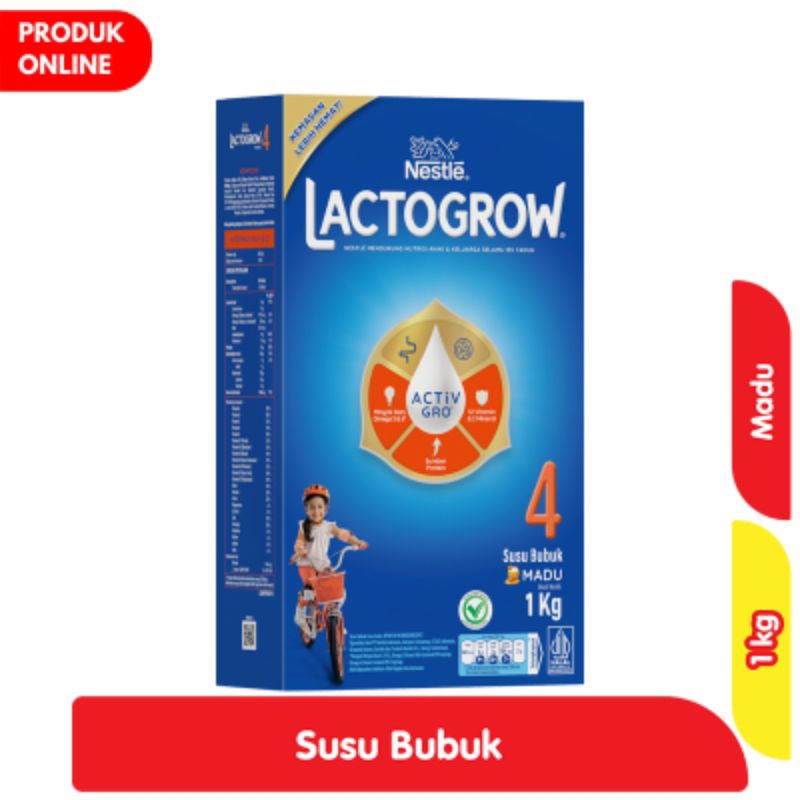 Susu Lactogrow 4 Susu Bubuk Pertumbuhan Madu/ Vanila ukuran  1kg