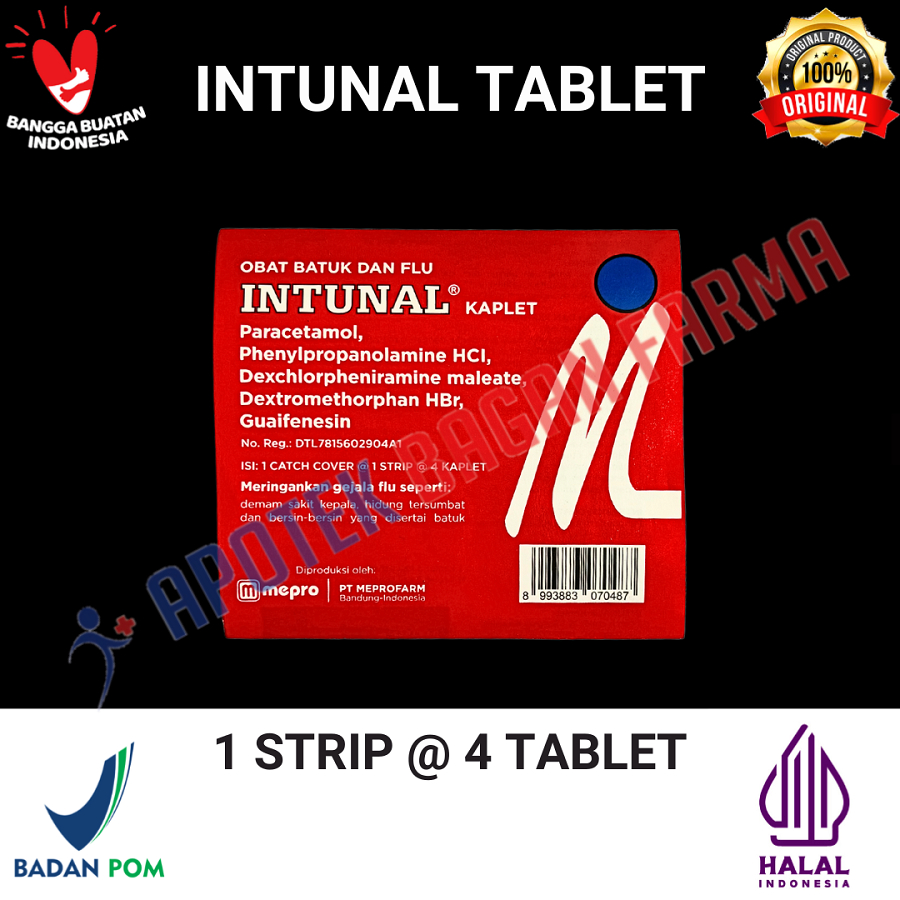 INTUNAL MERAH STRIP 4 TABLET | Obat Batuk Pilek Demam