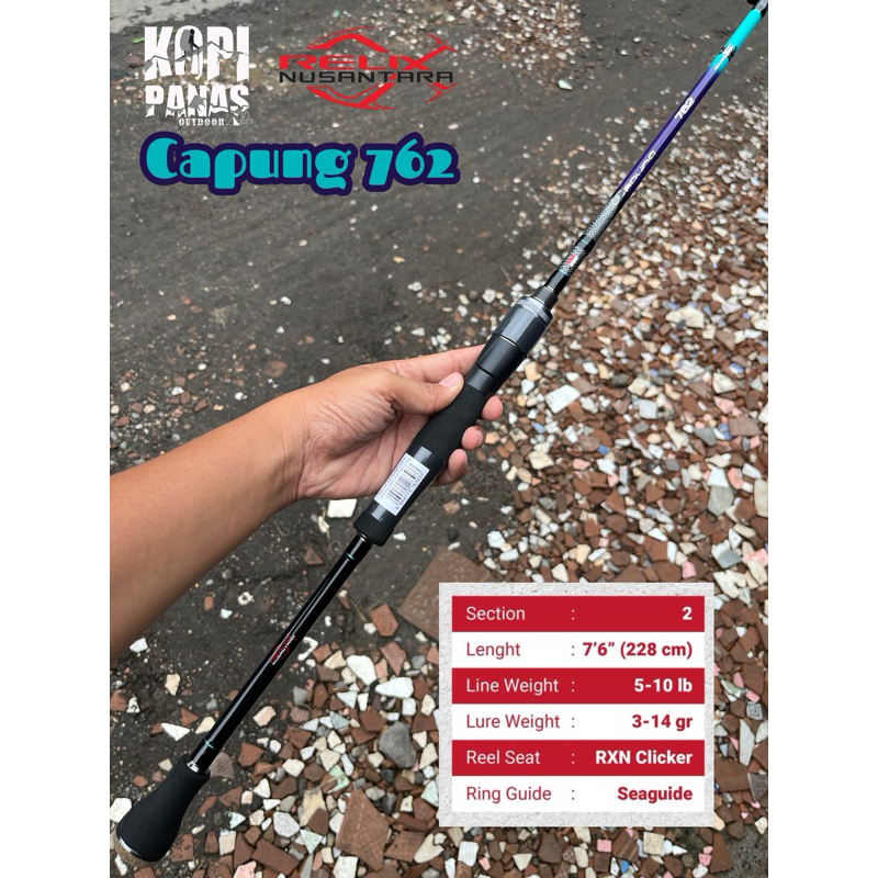 Rod Joran Relix Nusantara Capung 762 Blue Spider 5-10 lb termasuk pipa pvc