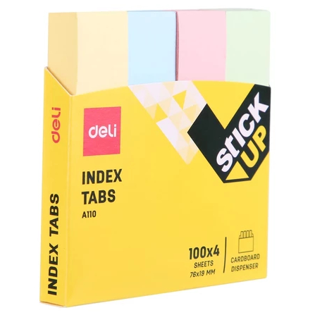 

Deli Index Tabs 4x100 Lembar Ukuran 76×19mm/50x12mm EA11002 EA10902