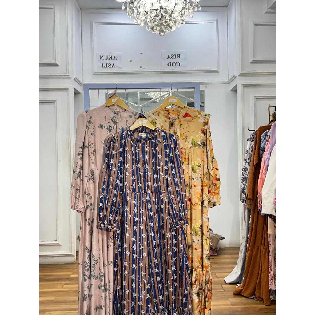 Dress Silk Motif All Size Ori Arraffa Syari