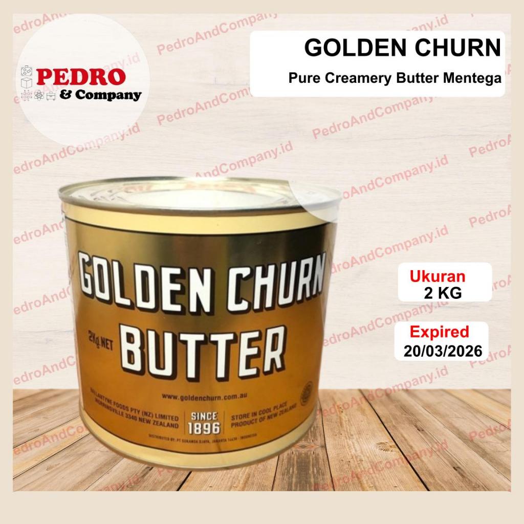 

Golden churn butter 2 kg - pure creamy butter mentega kaleng besar