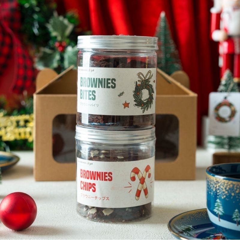 

Christmas Hampers Isi 2 & 3 ( Brownies Bites, Brownies Chips & Brownies Cookies Bites | Giftbox Gift Hadiah Souvenir Natal & Tahun baru