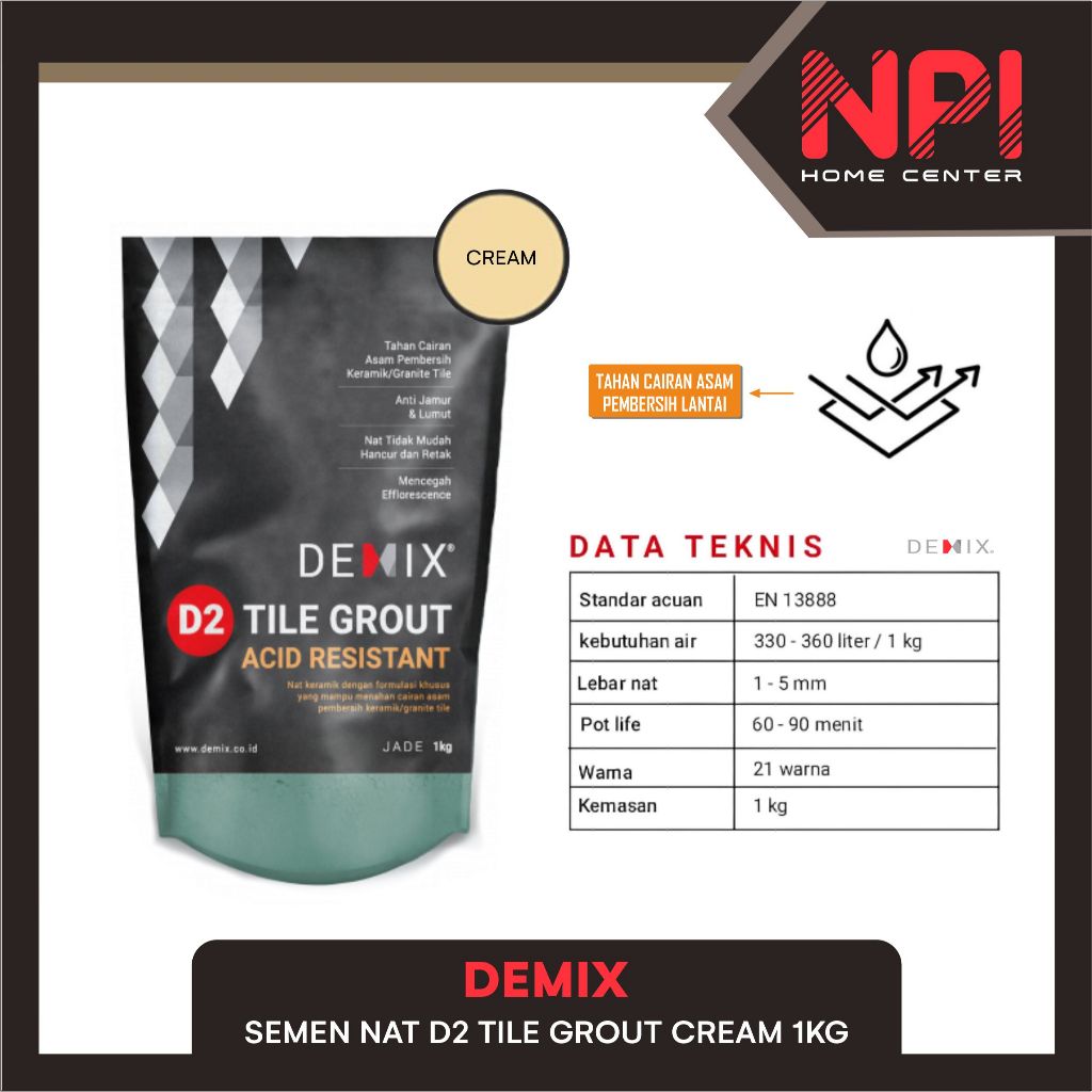 Demix - Semen / Pengisi Nat D 2 / D2 Grout Acid Resistant Cream
