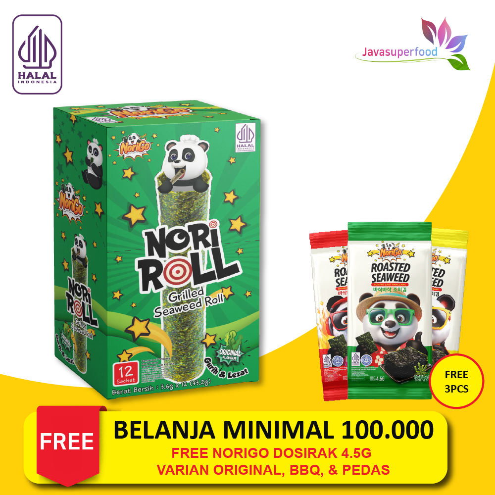 

Snack Nori Roll Grilled Seaweed Roll 4 Pcs / Snack Rumput Laut 2.5g