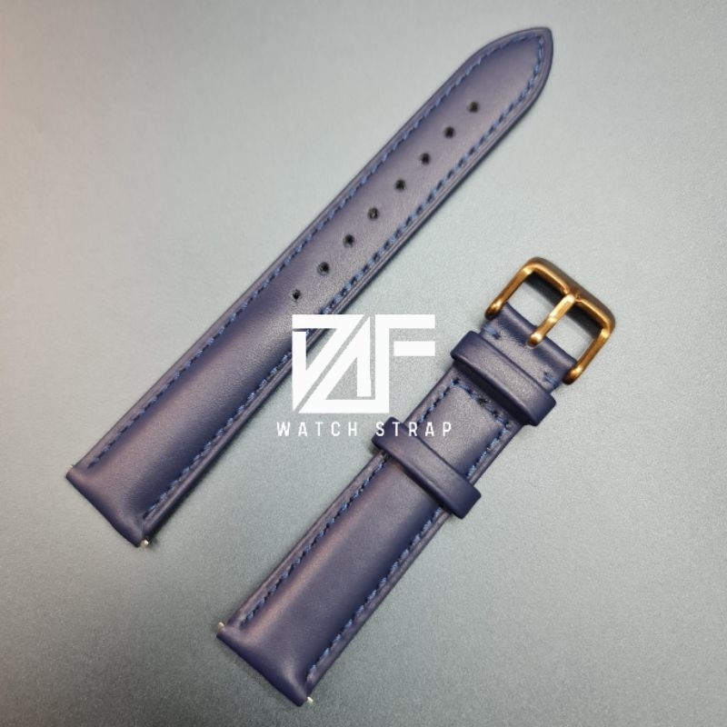 HANDMADE STRAP TALI JAM TANGAN KULIT DOMBA ASLI 1000% PEN QUICK RELEASE WARNA BIRU / BLUE 12MM 14MM 
