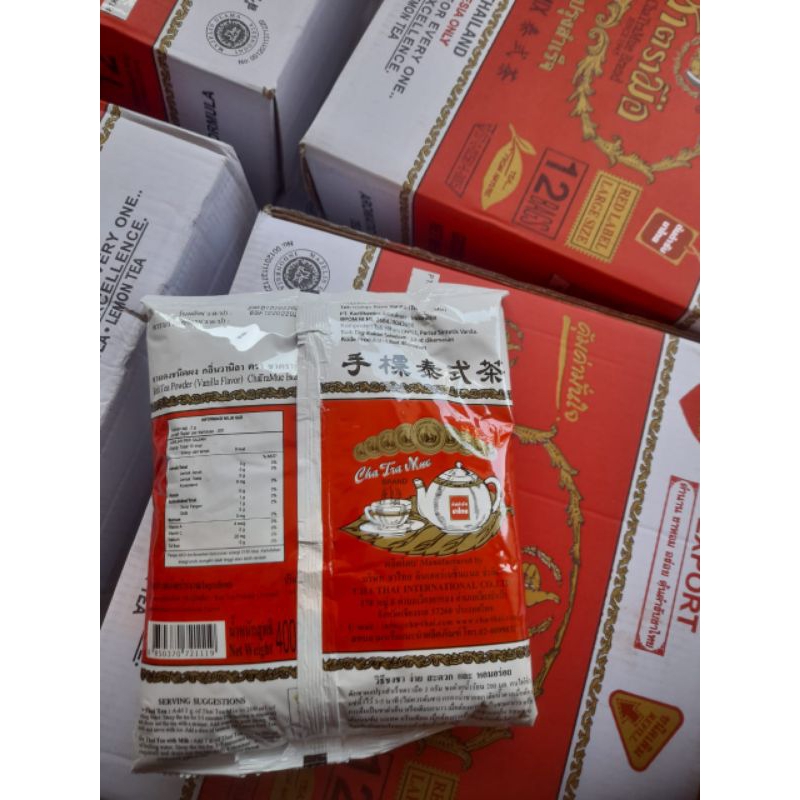 

THAI TEA MIX ORIGINAL 400g // 1Dus isi 12pcs merk chatramue sudah BPOM & HALAL