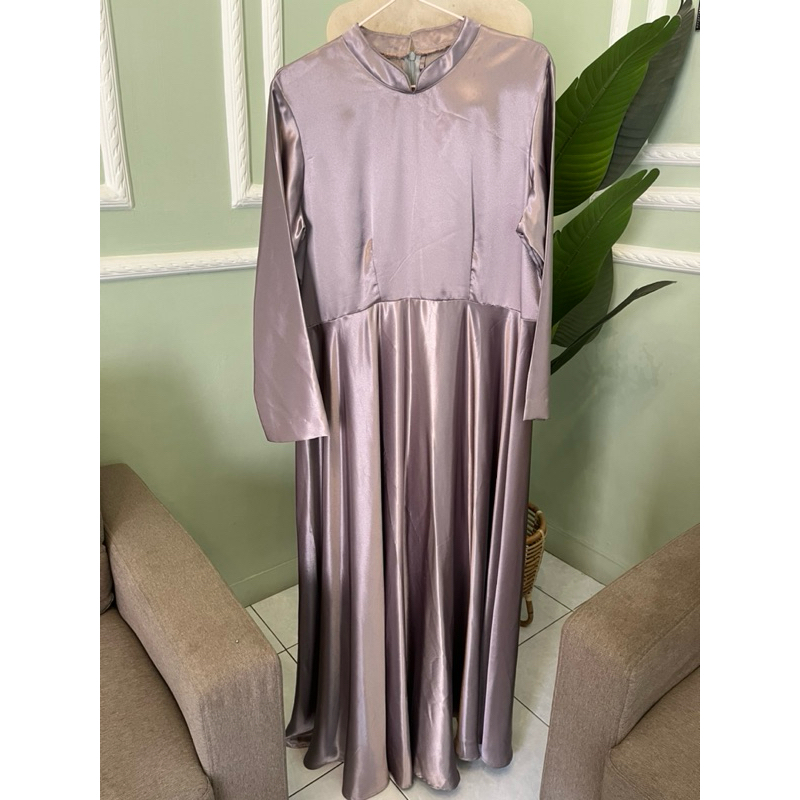 pl dres jahitan satin gray ld 120