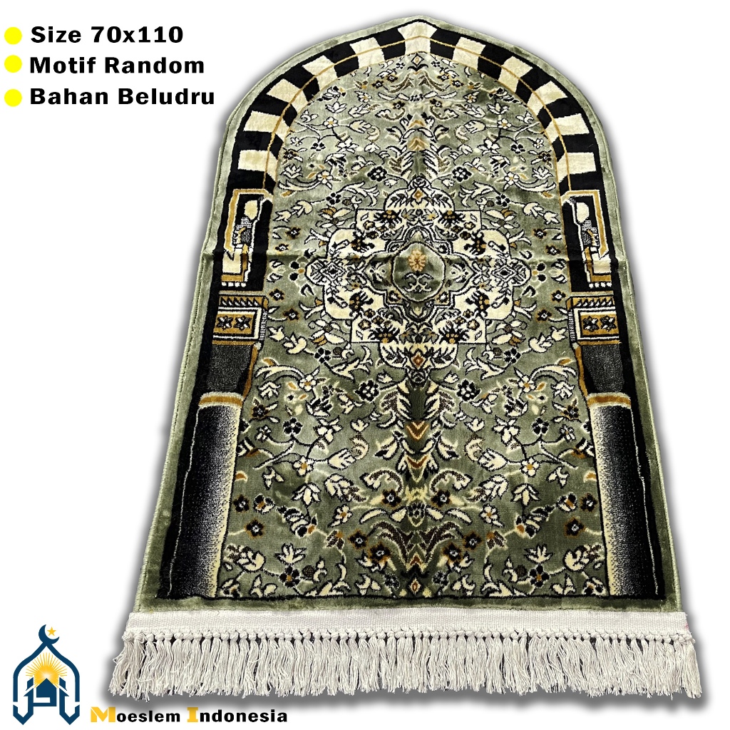 Sajadah Imam Model Qubah Tebal Bahan Beludru Halus Rumbai Kuncir Perlengkapan Sholat