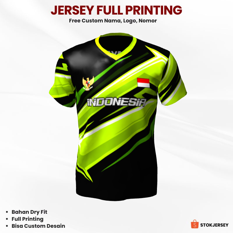 Jersey Futsal Hitam Hijau Motif Abstrak 210- Jersey Olahraga Full Printing Bisa Custom
