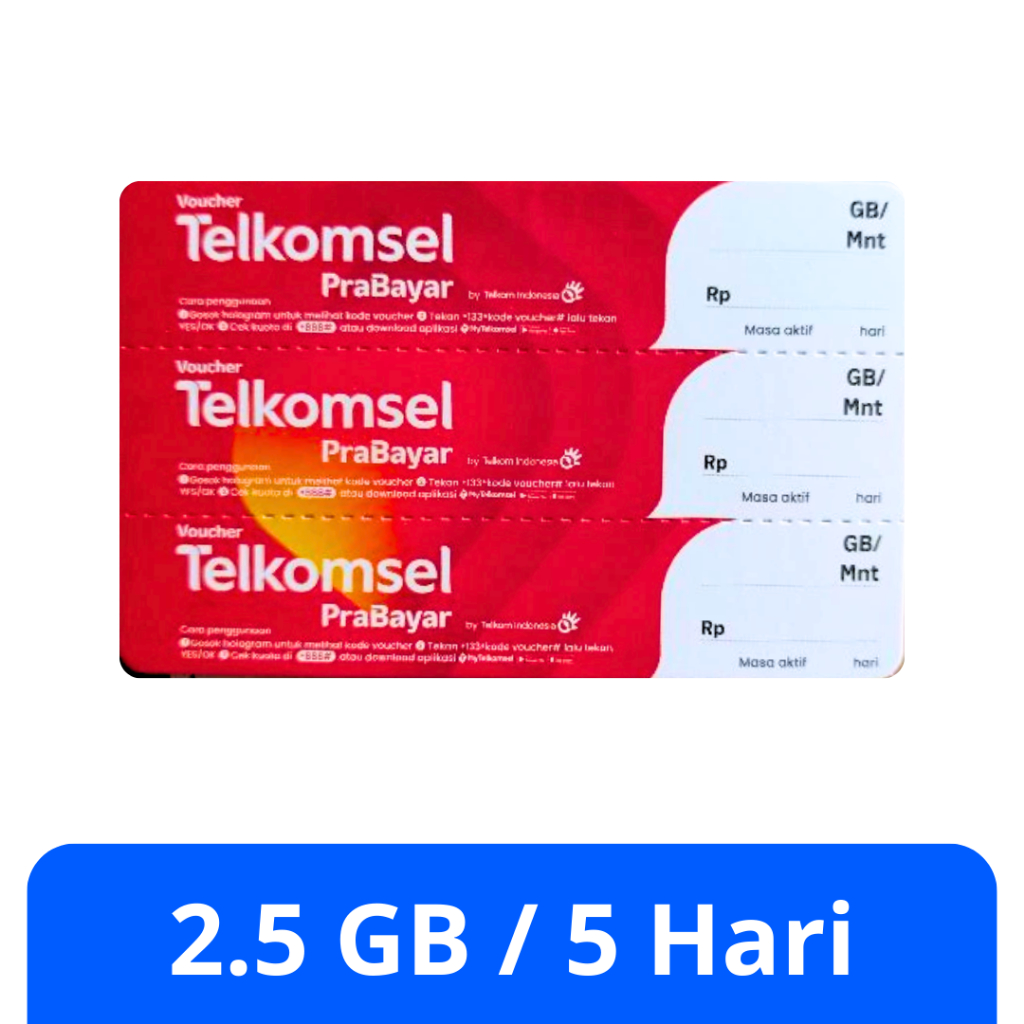 Telkomsel Voucher Data 2,5GB / 5 Hari - Langsung Pakai