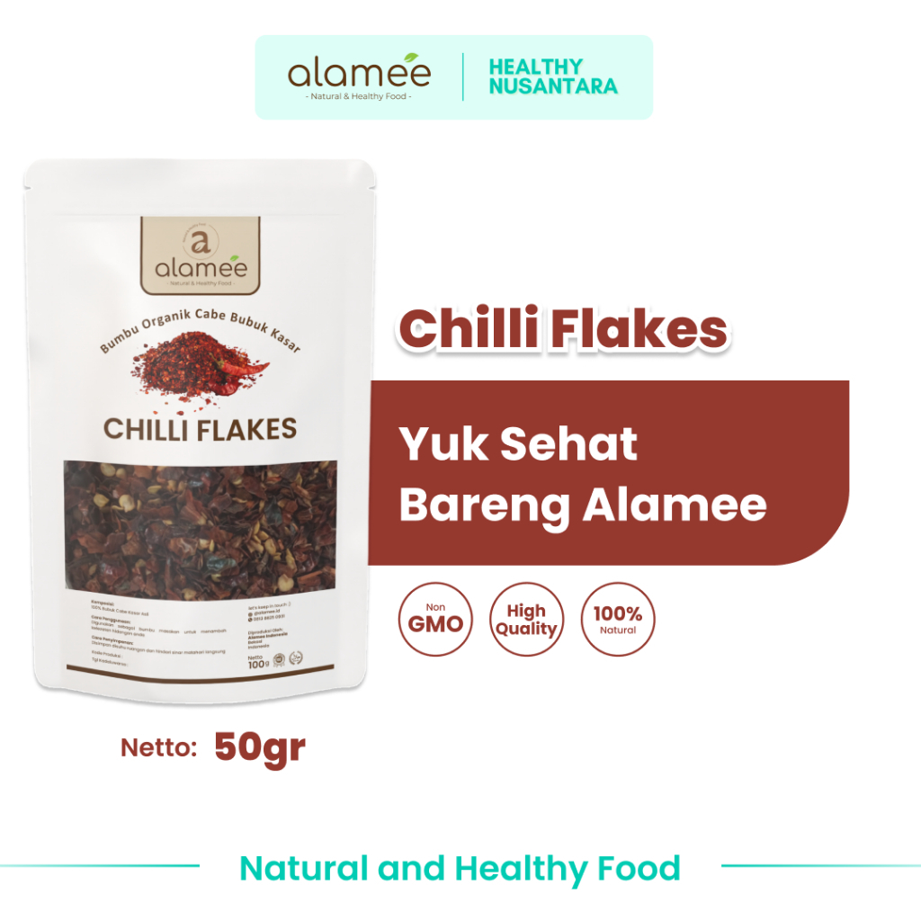 

ALAMEE Chili Flakes Cabe Giling Kasar Chilli Cabai Bubuk Bumbu Dapur Instan Organik Tanpa Campuran