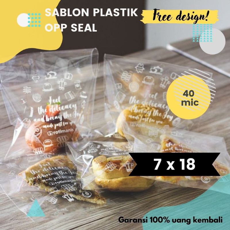 Plastik OPP Seal 7 x 18 Custom Sablon Bungkus Makanan | Roti | Kue