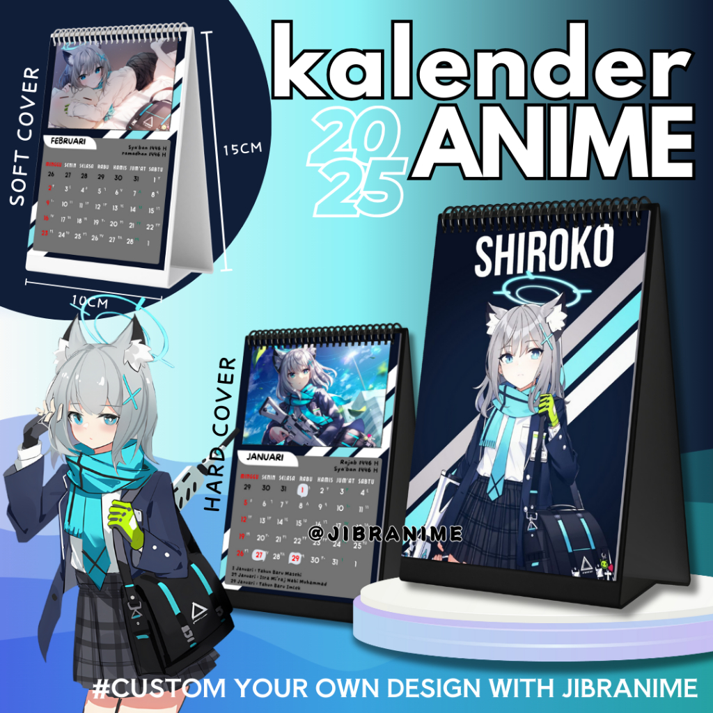 

Calendar / kalender meja 2025 anime Shiroko Blue Blue Archive / Custom kalender