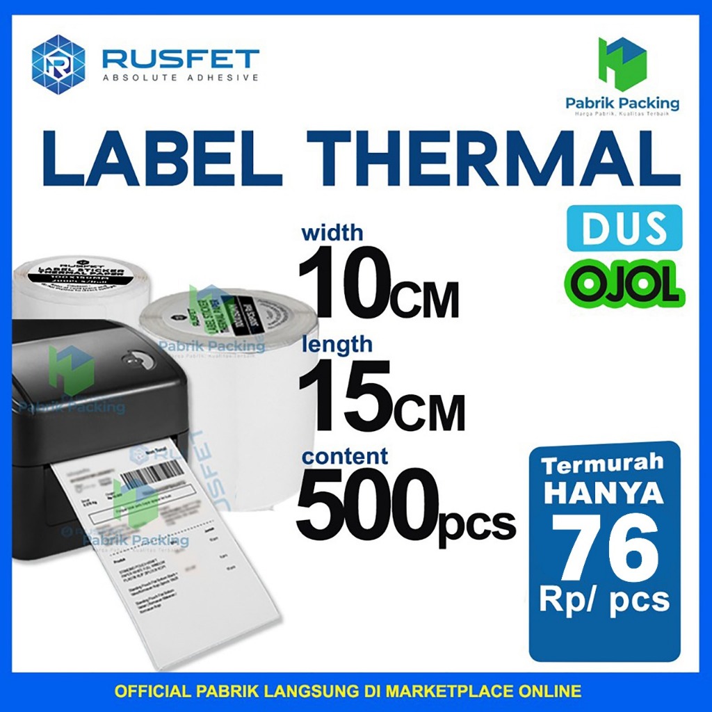 

Label Thermal Stiker Barcode Label A6 500pcs Thermal Rusfet Dus Ojol