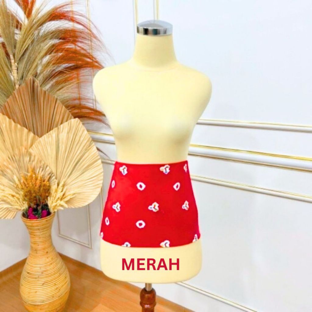 Obi Belt Instan/Angkin Kebaya Instan Siap Pakai/Angkin Jumputan Kebaya Warna Merah Dan Warna Lainnya