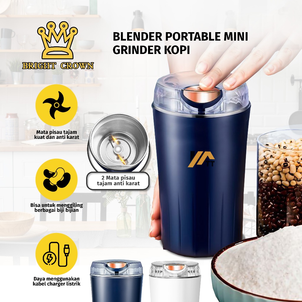 YATT by Bright Crown Grinder Electric Kopi/Blender Penggiling Biji Beras Kacang Bubuk Kopi Portable