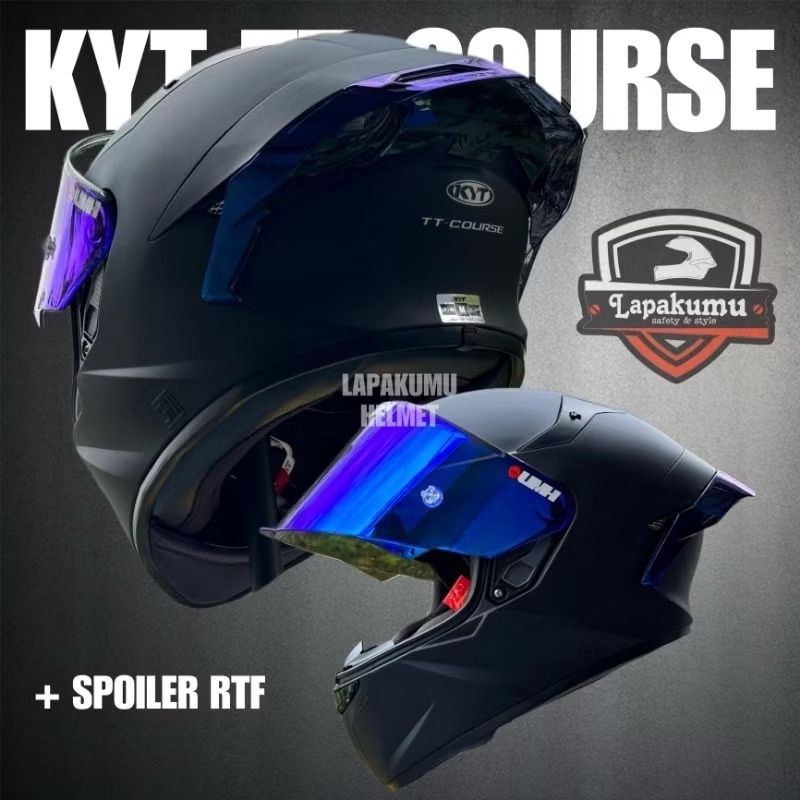 Helm full face Kyt Tt Course solid Black doff Paket ganteng Visor iridium