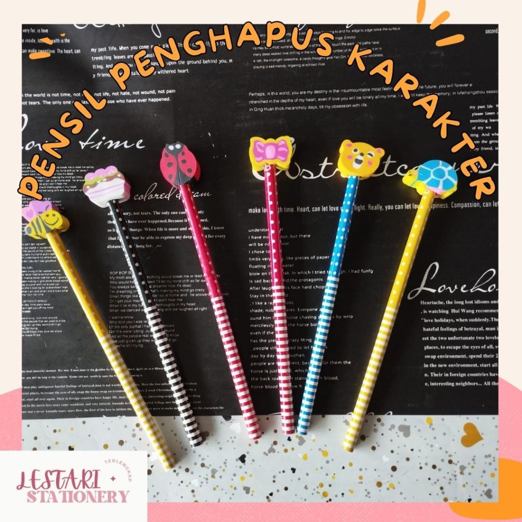 

Pensil + Penghapus Karakter Lucu | Pensil dengan Penghapus | Pensil Penghapus | Lestari Stationery