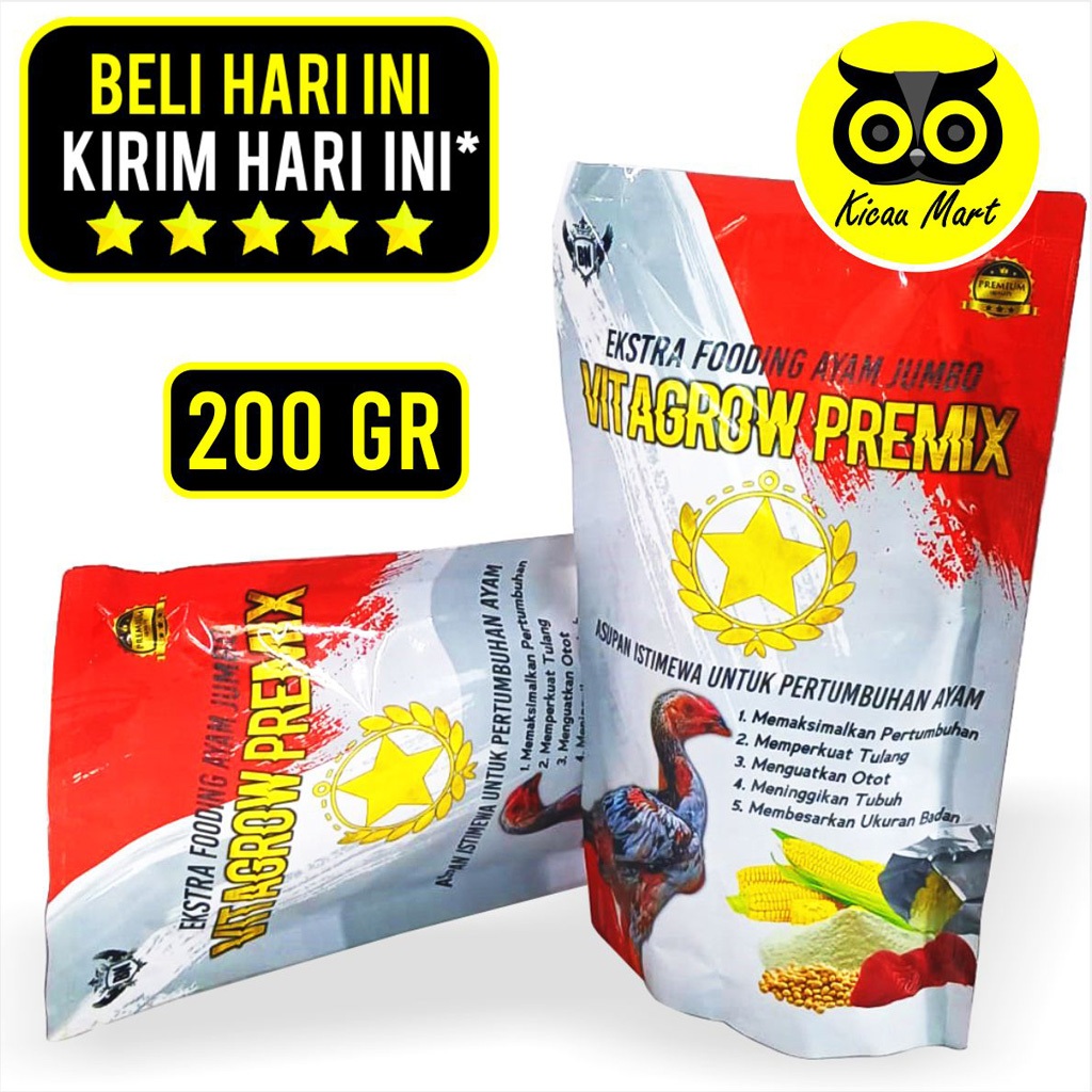 KICAU MART Vitagrow Vita Grow Premix 200gr Extra Fooding Ayam Jumbo Pakan Makanan Tambahan Ayam Bong