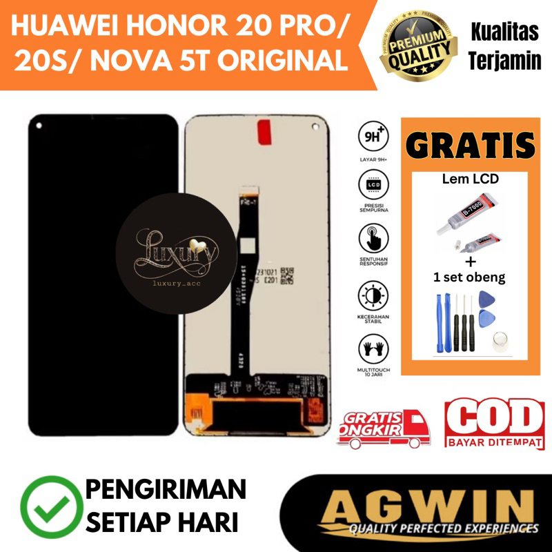 Lcd Touchscreen HUAWEI HONOR 20 PRO/ 20S/ NOVA 5T ORIGINAL AGWIN (Gratis obeng + lem fullset)