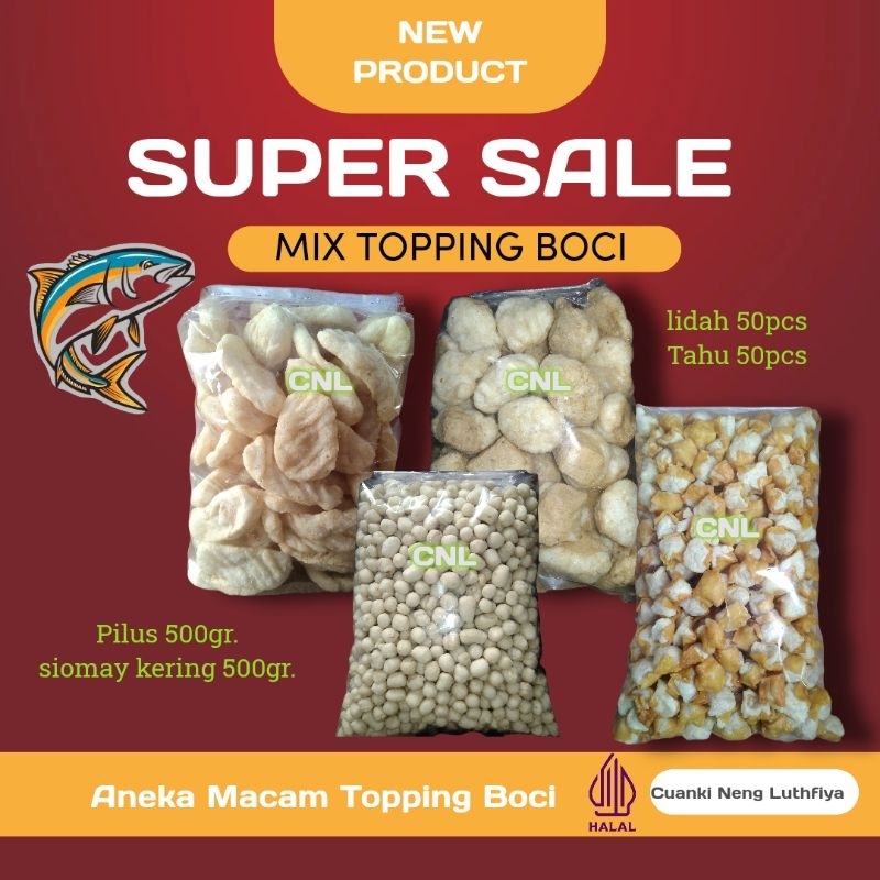 

MIX Topping Boci Lidah 50 Batagor Kering 50 pilus 500gr siomay mini kering 500g