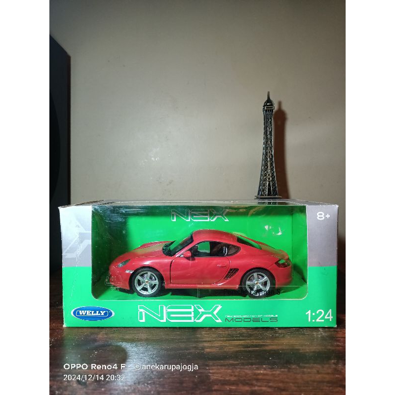 diecast welly nex porsche cayman s red merah