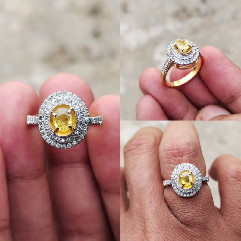 cincin fhsion wanita berlian eropa batu yakut free memo